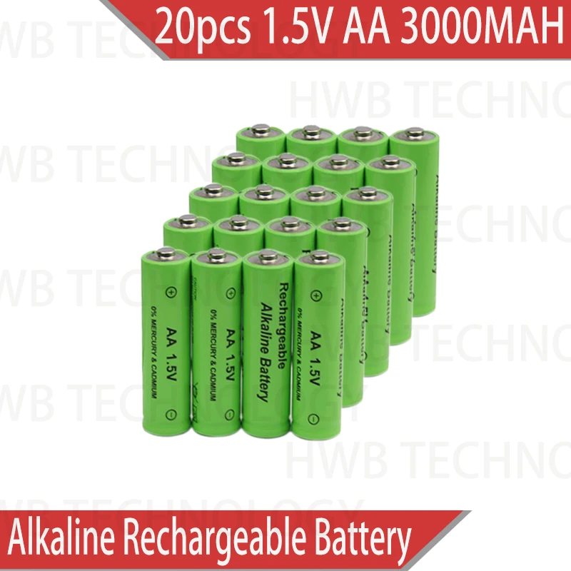 20 шт./упаковка щелочные перезаряжаемые батарейки 3000 мАч 1 5 в|batery for|aa rechargeable