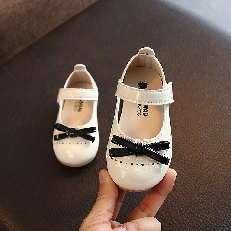 CYSINCOS 2020 Fashion Bowknot Kids Girls Shoes Flower Fashion Princess Slip-on Soft Sole Children Party Dance Leather Flat Shoes