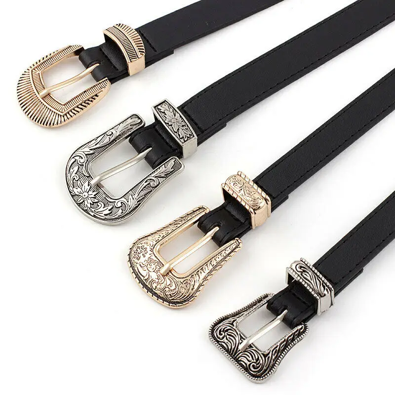 Брендовые новые модные женские винтажные Boho металлические кожаные ремни с двойной пряжкой пояс на пояс высокое качество женские ремни