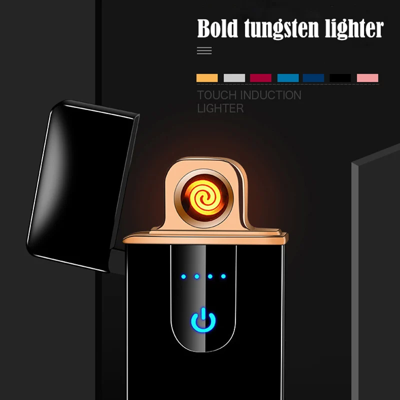 

New Touch Screen Sensor Cigarette Lighter Compact Smart Sensor USB Charging Lighters Tungsten Flameless Premium Lighter Hot 2020