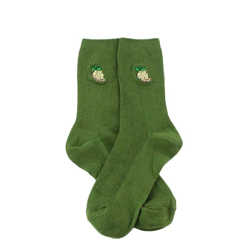 Милые кавайные носки для девочек с мультипликационным принтом фруктов, авокадо, банан, вишня, персик, meias, корейские забавные носки с вышивкой в стиле Харадзюку - Цвет: 8