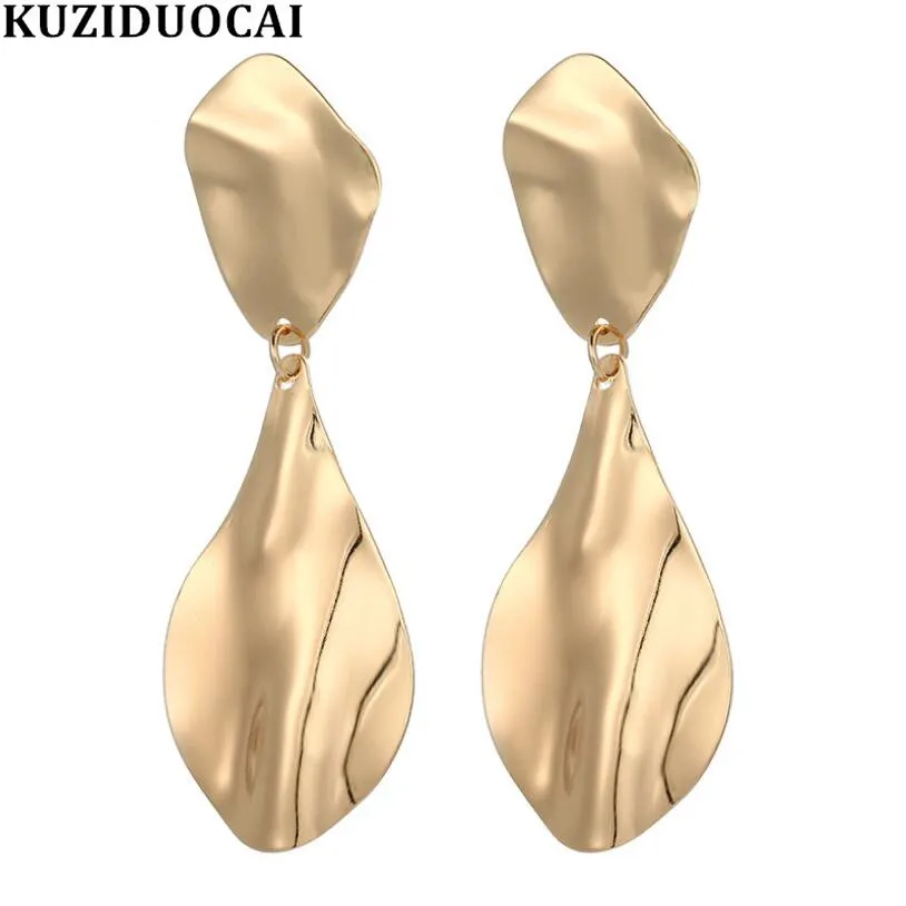 

Kuziduocai New Fashion Jewelry Frosty Style Metal Alloy Water Drop Shape Irregular Concise Dangle Drop Earrings For Women E-1679