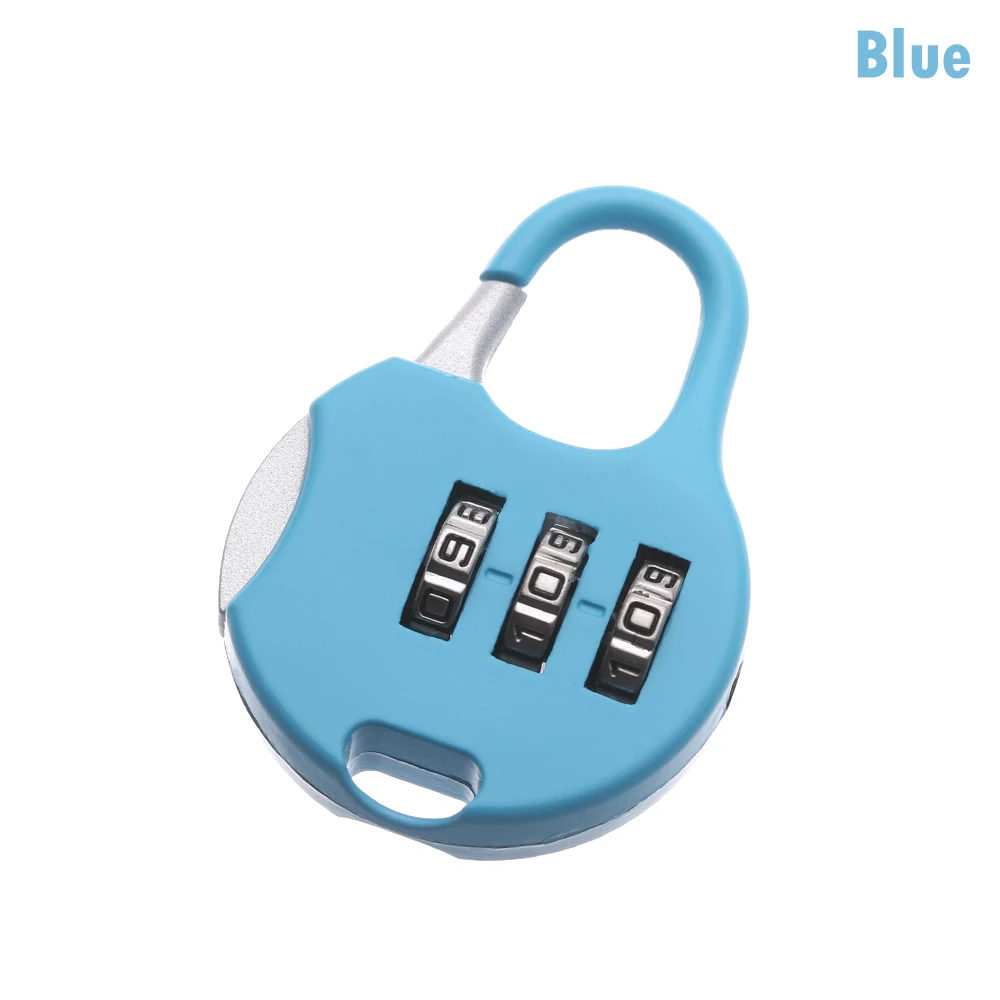 blue 1 шт., мини безопасный замок для путешествий, 3 набора цифр, код, пароль, комбинация, навесной замок для багажа, замок для спортзала - Цвет: blue