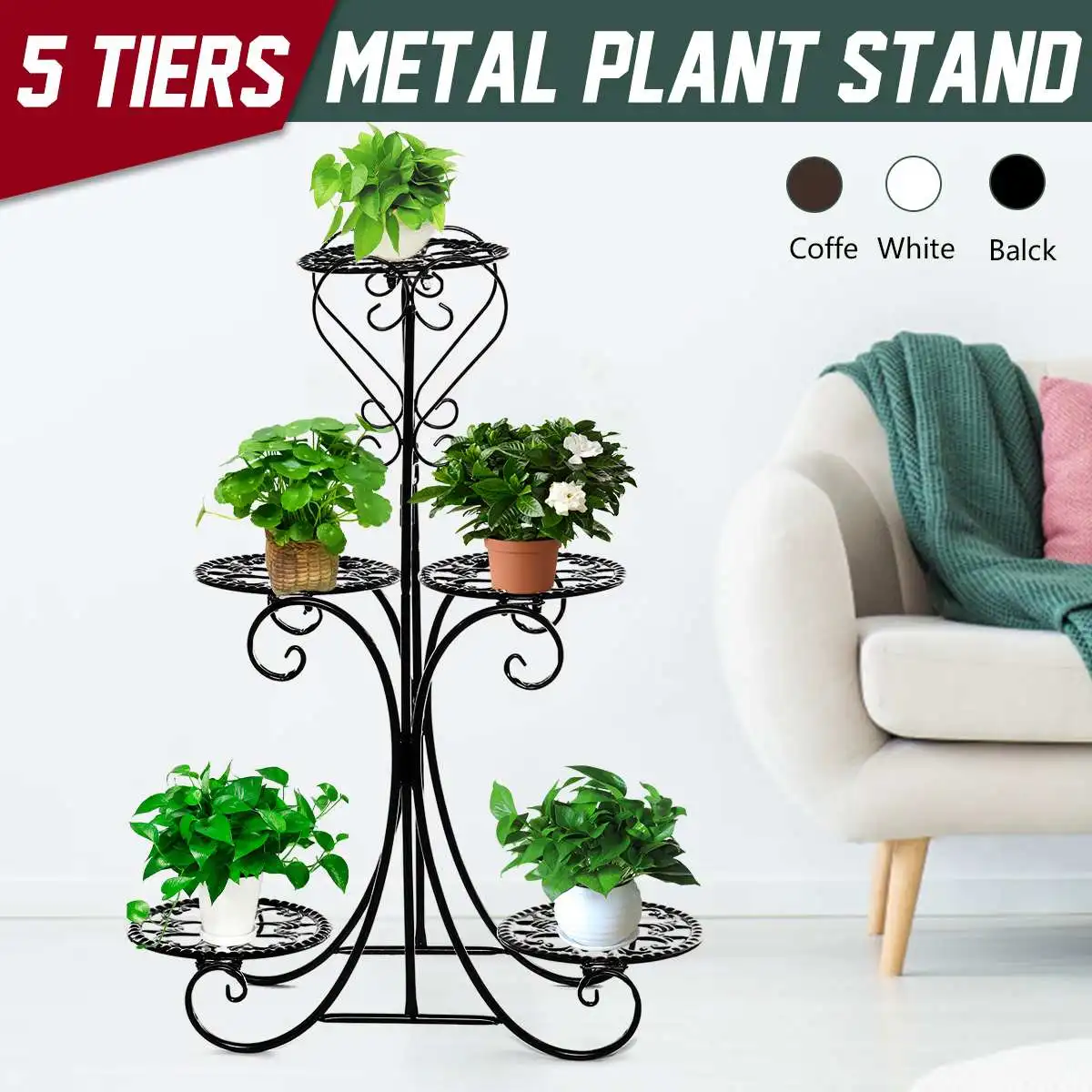 Нордическая железная подставка для цветочных горшков 4/5 уровней растений полка