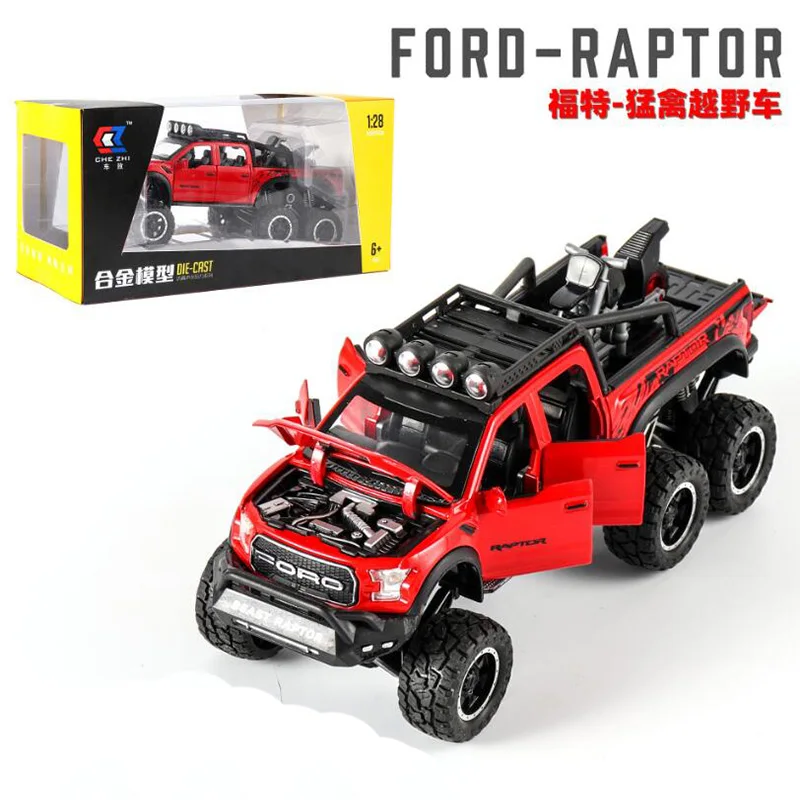 1/28 масштаб Ford Raptor F-150- сплав литья под давлением модель звук и свет игрушка с инерционным механизмом автомобиль детские игрушки подарок на день рождения