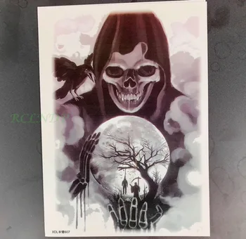 

Waterproof Temporary Tattoo Sticker skull ghost Der Totmacher death crow bird tatto for men's arm back flash tatoo fake tattoo
