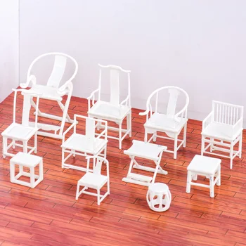 

2pcs mini Chair model Furniture Miniature Chinese Style Plastic Model Chair model building Doll House accessories