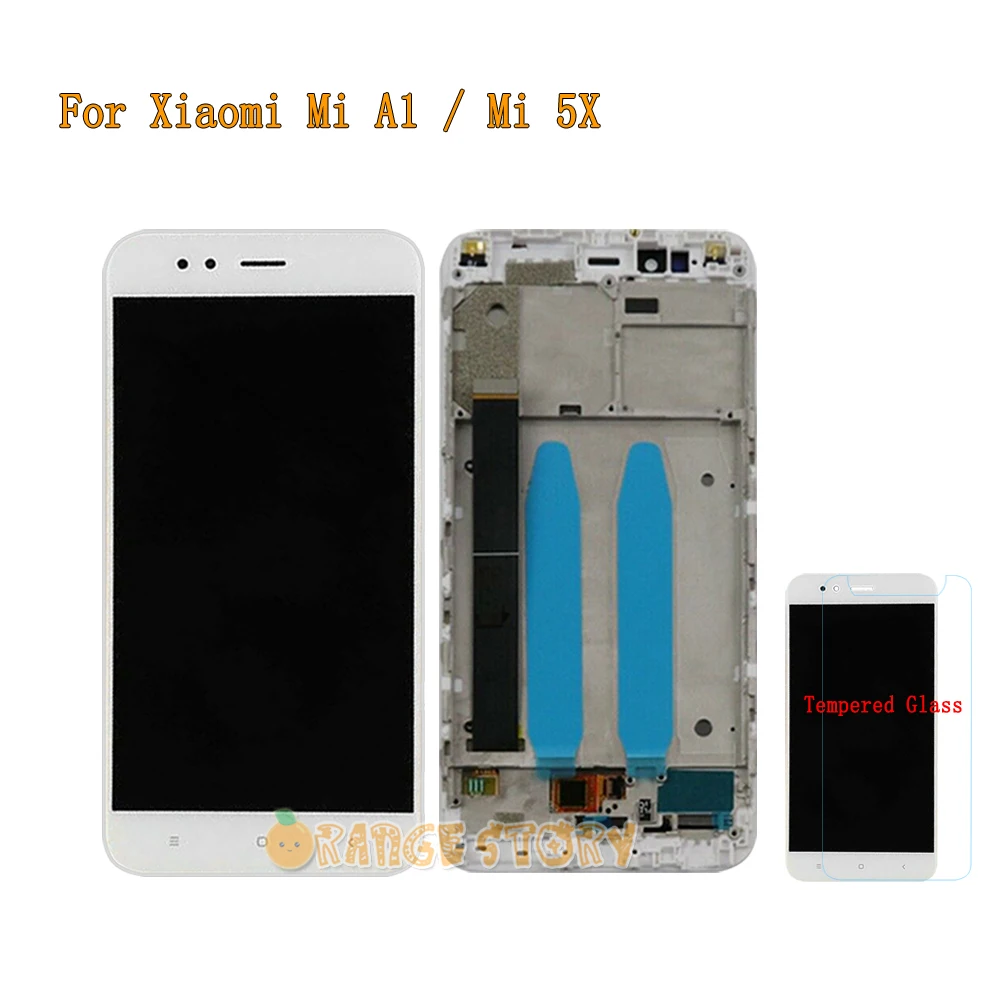 Сенсор ЖК-дисплея замена для Xiaomi mi 5x/mi A1 ЖК-дисплей монитор сенсорный экран стекло с заменой рамы - Цвет: White with Frame