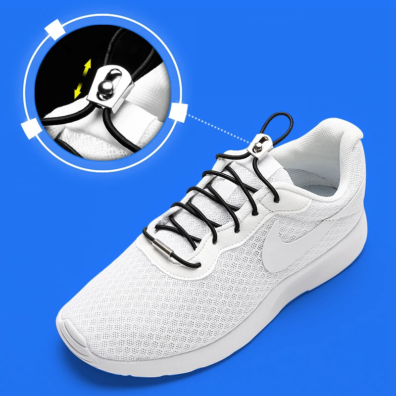 

Round Elastic Shoelaces Slide up and down Metal Buckle No Tie Shoelace Suitable for all kinds of shoes Sneakers Lazy Laces