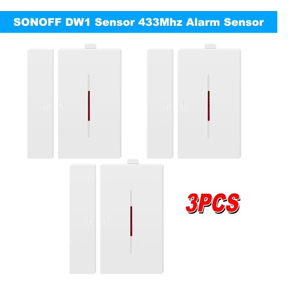 SONOFF DW1 Датчик 433 МГц датчик сигнализации для дверей и окон Беспроводная Автоматизация Противоугонная сигнализация для умной домашняя система охранной сигнализации - Комплект: 3Pcs