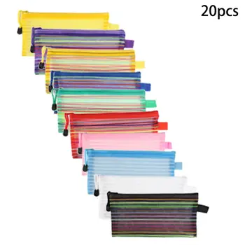 

20 Pack Mix Zipper Mesh Pouch, Pencil Pouch Pen Bag Multipurpose Travel Bags for Office Supplies Cosmetics Travel Accessories