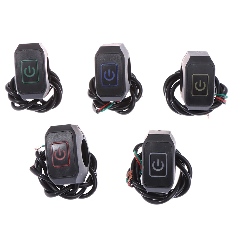 22mm 7/8'' Motorcycle Handlebar Switch Momentry Buttton For Electric Star Kill Waterproof Control Switch Button with LED light
