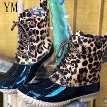 Водонепроницаемые зимние сапоги; женская обувь; сапоги до середины икры; женские теплые зимние сапоги; Лоскутная резиновая обувь с леопардовым принтом; Botas Mujer 43