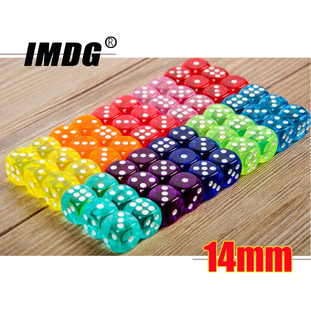Boutique Game-Dice Colors 14mm Round-Corner Transparent High-Quality 10pcs/Pack