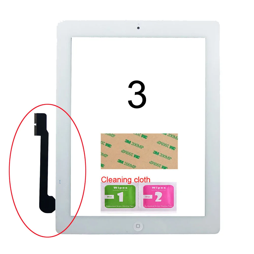 Для iPad 2/3/4/5/Air сенсорный экран A1395 A1396 A1397 A1416 A1430 A1458 A1474 A1475 сенсорный экран дигитайзер сенсор стеклянная панель - Цвет: For ipad3 White