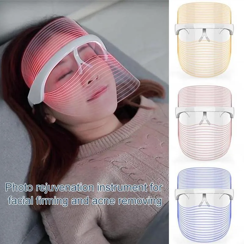 3colors Led Light Therapy Face Mask Household Mask Instrument Photon Skin Rejuvenation Firming Acne Moisturizing Tool|LED Mask| - AliExpress