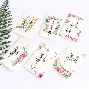 

Hot Mix Styles 6pcs Card+6pcs Envelope Flower "thank You" Cards Hot Sale Gift Message Card DIY Decoration Holiday Greeting Card
