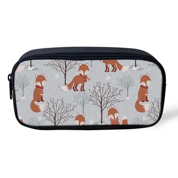 

Casual Cosmetic Bag Brown Fox Branches Snow Makeup Travel Bag Zipper Pencil Case Office Student Stationery