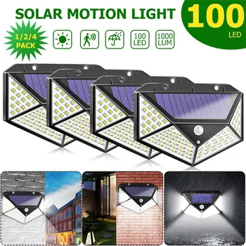 

1-4pcs luz Solar Light Outdoor Waterproof 4-side Solar Sunlight Powered Lamp PIR Motion Sensor garden yard street Wall Lights