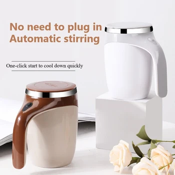 

380ml Automatic Self Stirring Mug Coffee Milk Fruits Mixing Cup Electric Stainless Steel Lazy Rotating Mug Magnetic Stirring Cup