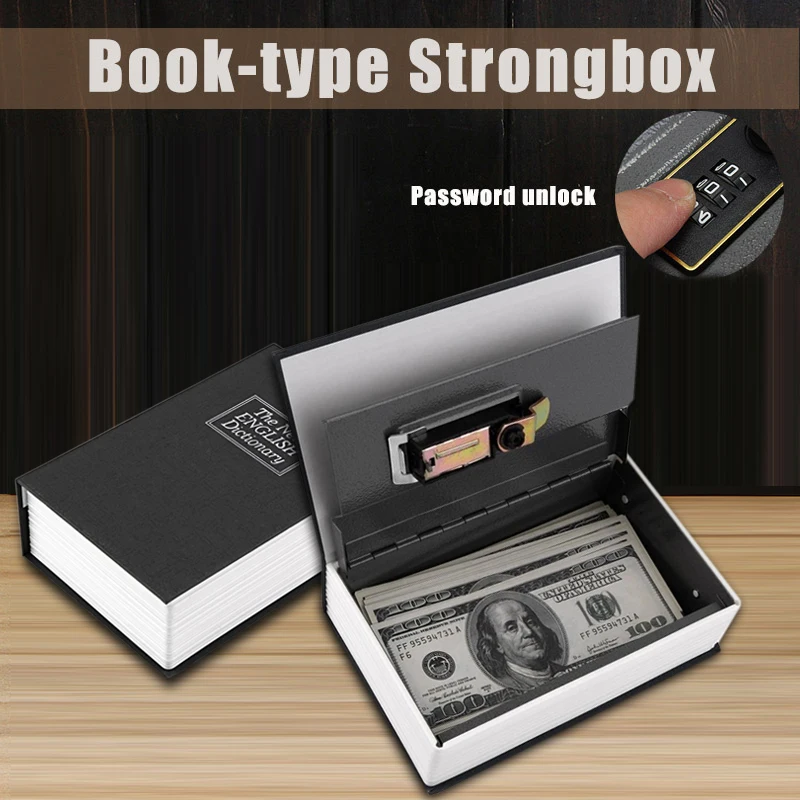 Словарик кассовый ящик для денег книга секретный скрытый безопасный ключ замок цифровой замок черный Сейф S