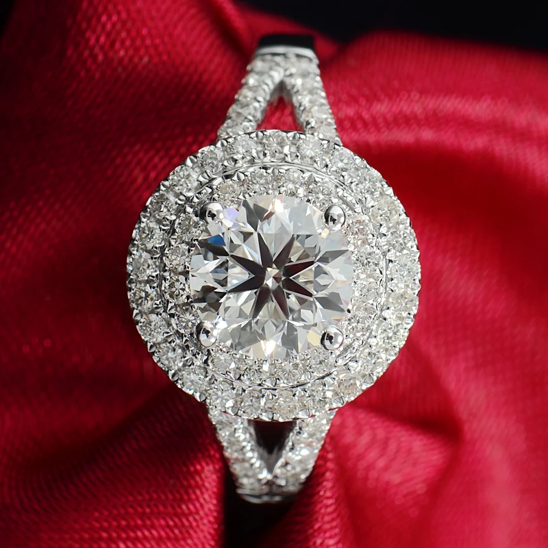 18K Золотое кольцо 2ct DVVS Moissanite кольцо с национальным сертификатом D008