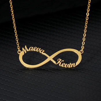 

Personalized Custom Infinity Two Names Necklaces For Women Rose Gold Silver Color Stainless Steel Chain Pendant Necklace Jewelry