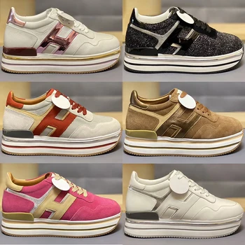 

Prova Perfetto 2020 Spring Street Fashion Women Sneakers Shoes Star Round Leather Shoes Running Flat Lace-up Platform Sneakers