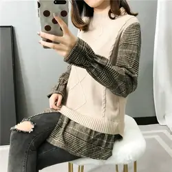 2019 новая стильная осенняя одежда, новый стильный свитер с расклешенными рукавами, женский свитер из двух частей, свободная Базовая рубашка