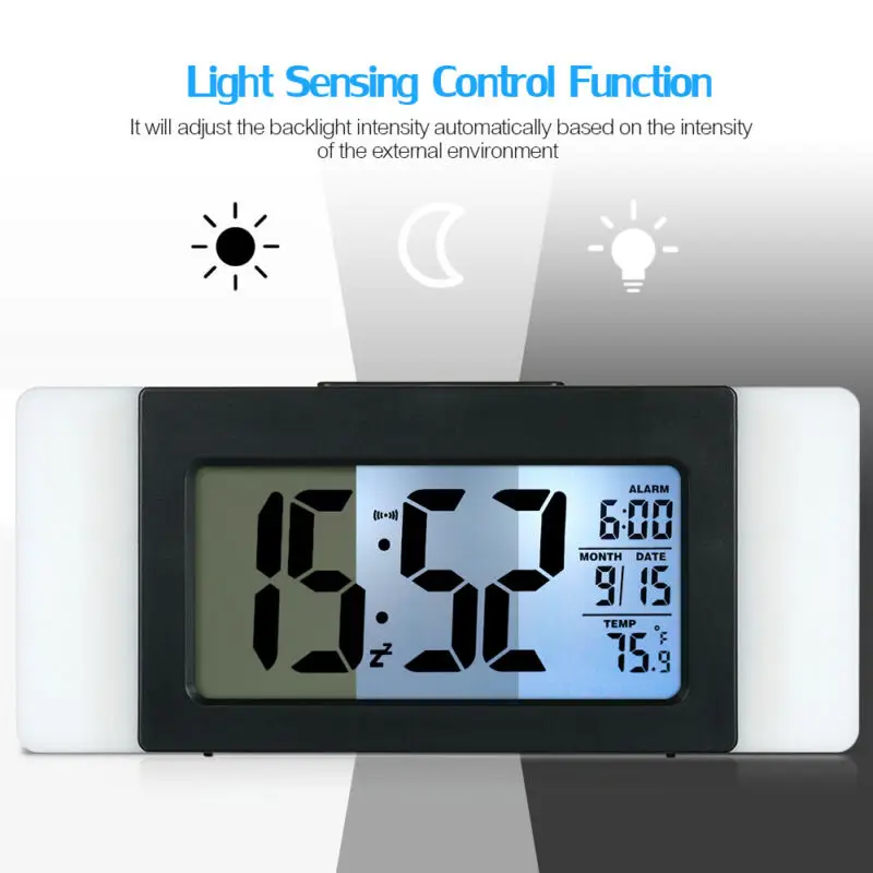 Digital Electronic alarm clock LED Intelligent Voice Report Night light Display