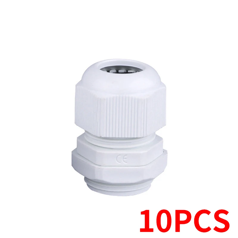Waterproof Cable Gland 10pcs Cable Entry IP68 PG7 for 3-6.5mm PG9 PG11 PG13.5 PG16 PG19/21/ White Black Nylon Plastic Connector