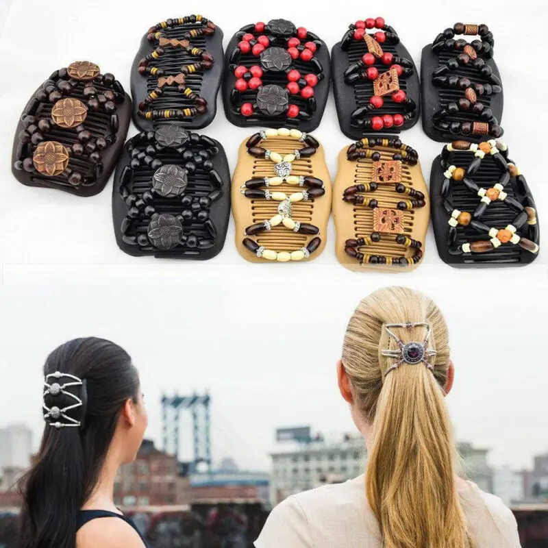 

Girls clothing accessories elastic wooden hair clips fashion plastic comb butterfly beads hairpin hair accessories headdress