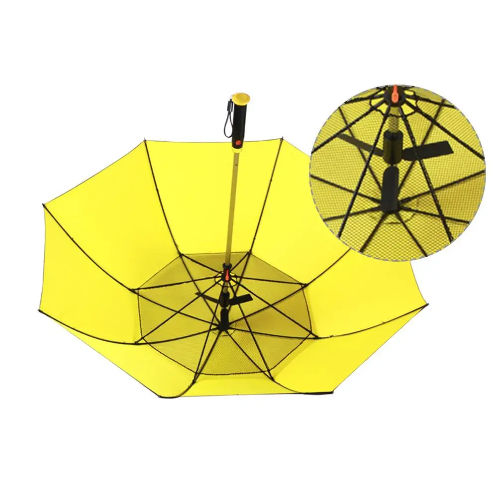 Automatic Umbrella With Fan USB Rechargeable Extra Large Oversize Windproof Waterproof Stick Umbrellas Black Coating Parasol