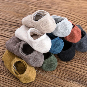 

5 Pairs New Men's Boat Socks Thick Towel Invisible Socks Spring-Summer Casual Breathable Deodorization Men's Cotton Socks Sports