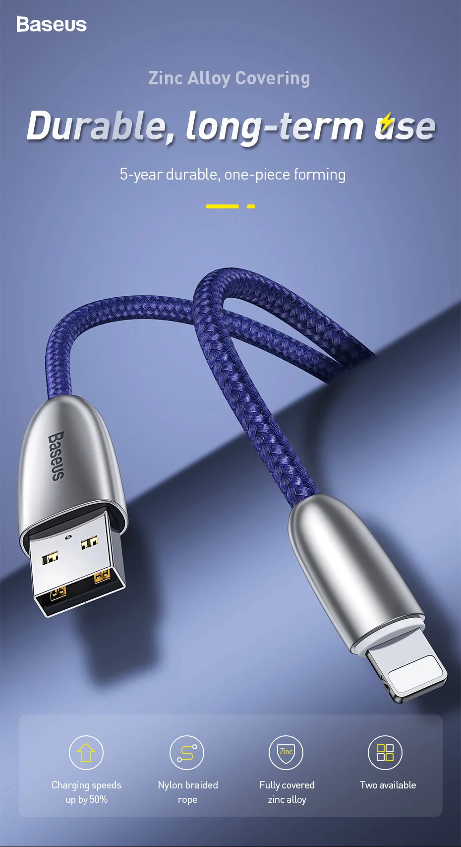 Usb-кабель Baseus для iPhone XS Max XR X 8 7 6 6S Plus 5 5s iPad из цинкового сплава кабель для быстрой зарядки и передачи данных для зарядного устройства iPhone