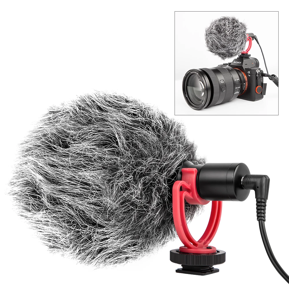 SH Video Microphone On-Camera Mini Condenser Record Interview Vlog Mic for Phone DSLR Osmo Pocket Mobile