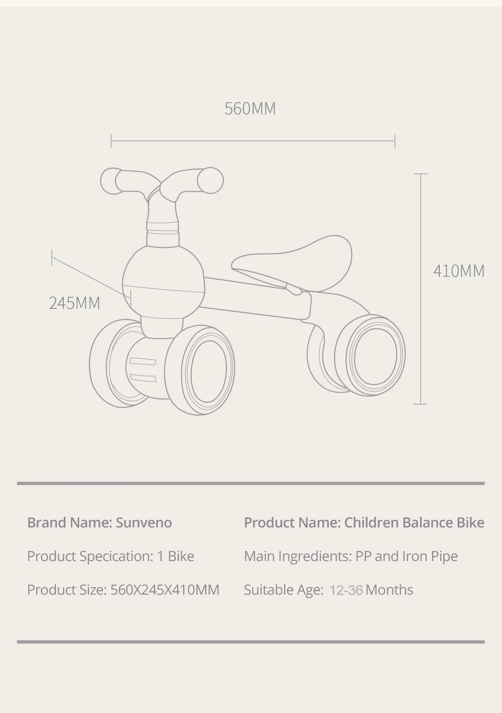 Sunveno младенческий детский картонный детский беговел, первый велосипед, ходунки для детей, игрушка для езды на велосипеде, подарок на 12-36 месяцев