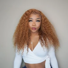 Marrón y rubia resaltar peluca mongol Afro rizado Pelo Rizado peluca pelucas de cabello humano para las mujeres 180 de densidad T parte de encaje peluca 13x6 6x1Remy