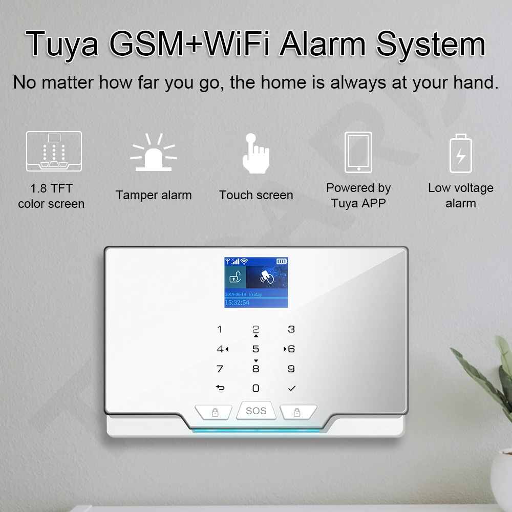 Sistema de Alarme de Segurança Sistema de Vigilância com Detector de Movimento 433mhz sem Fio Tugard Residencial Wi-fi Câmera Anti-roubo Gsm 2 Kits de sistema de alarme
