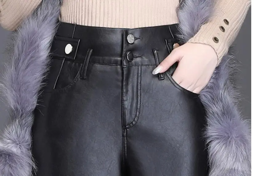 Lxmth широкие кожаные брюки женские свободные черные Большие размеры длинные брюки из искусственной кожи Женские повседневные офисные формальные брюки