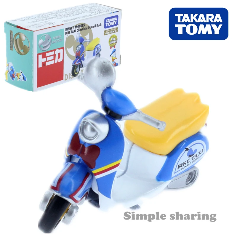 Takara Tomy томика Дисней мотоцикл Дональд Дак Chim велосипед такси Аниме Фигурка литья