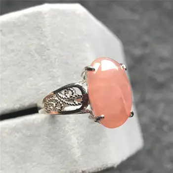 

Natural Ice Rhodochrosite Ring Jewelry For Woman Lady Argentina Red Crystal 13x8mm Beads 925 Silver Stone Adjustable Ring AAAAA