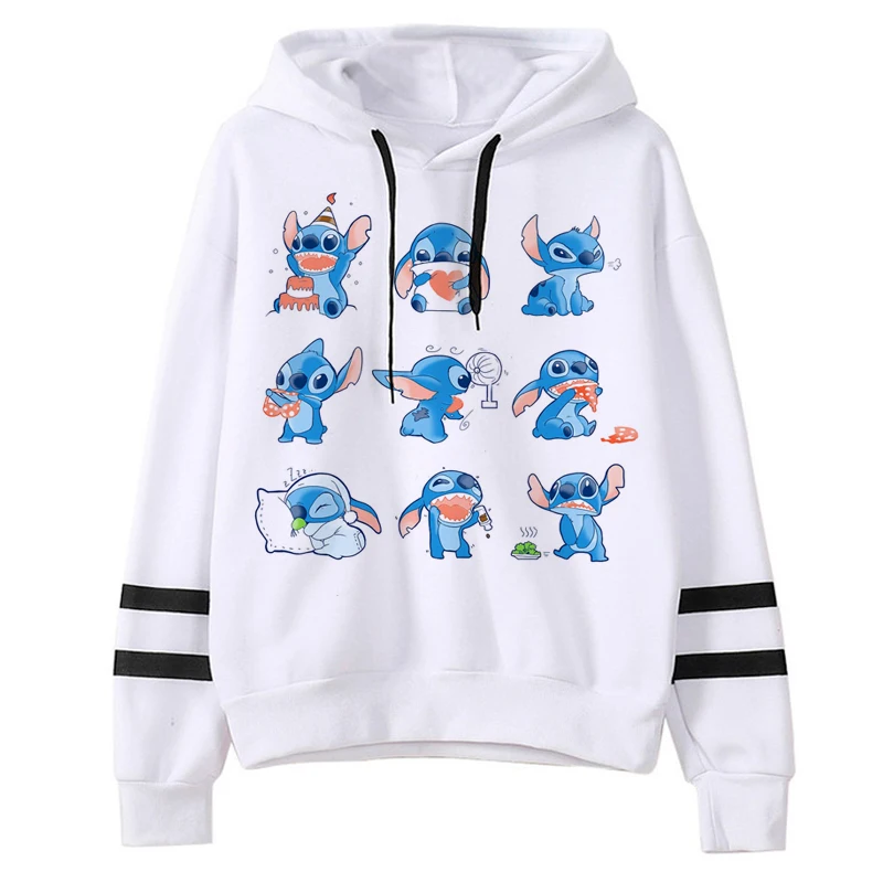 Kawaii Stitch Ohana Hoodies Women Disney Cartoon  Lilo Stitch Graphic Streetwear Anime Unisex Korean Style Sweatshirts Female