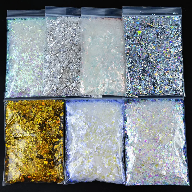 

1Bag Holographic Sequins Nail Glitter Flakes AB Gold Sliver Irregular Paillette DIY Foil Pieces Sequins Nail Art Decorations