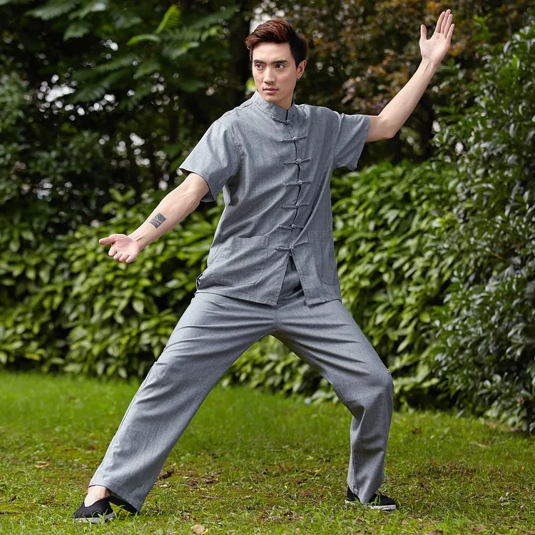 Drak серый китайский для мужчин Tai Chi Униформа традиционное белье кунг-фу костюм Одежда Размер M L XL XXL XXXL