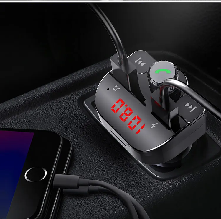 Автомобильное зарядное устройство с fm-передатчиком Bluetooth приемник аудио mp3-плеер TF карта u-диск автомобильный комплект двойное автомобильное usb-устройство для зарядки телефона