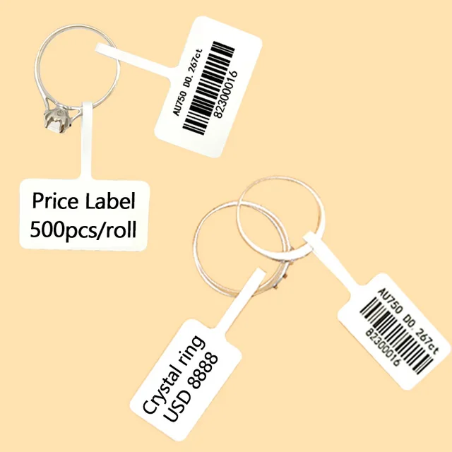  1000 Pcs White Price Tags Stickers 12mm Barbell Jewelry Display  Rectangle Shape