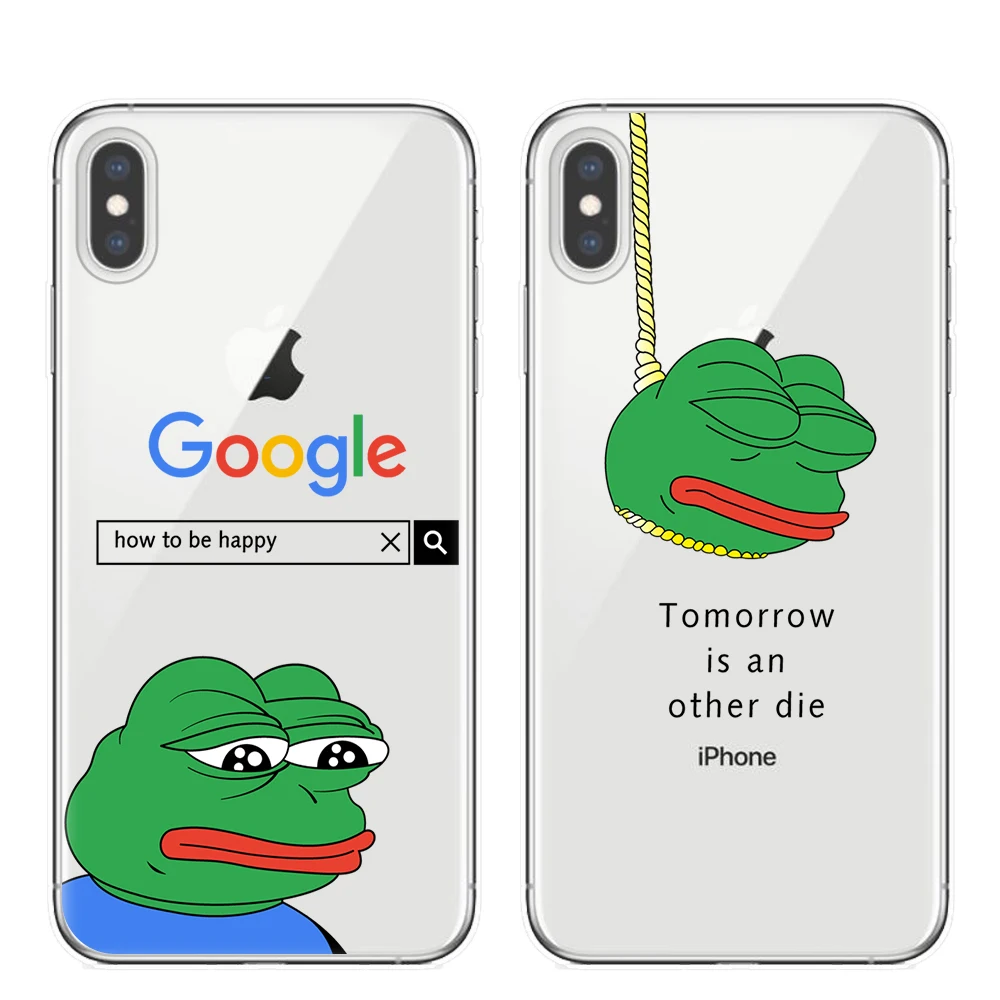 

Cool Funny Frog Pattern Clear TPU Soft Case For iphone XS Max XR 6 6s 7plus 8 plus X Case Cover For iphone 7 Ultra Slim Case
