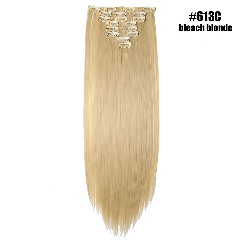bleach blonde S-noilite 2" 8 шт./компл. шелковистые прямые волосы Наращивание волос Синтетические наращивание натуральных волос для Для женщин длинные натуральные волосы на заколках для наращивания, волосы на заколках - Цвет: bleach blonde