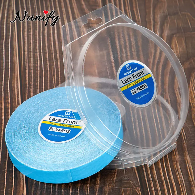 1Cm Roll Lace Front Support Tape For Wigs 36 Yards Blue Color Hair System Tape For Toupee 0.8/1.9/2.54Cm Adhesive Super